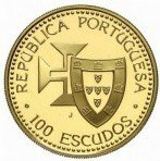 () Монета Португалия 1989 год 100 эскудо ""  Биметалл (Платина - Золото)  UNC