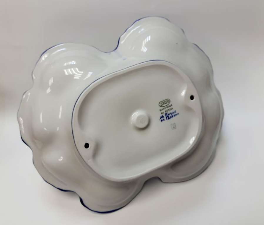 Менажница, фарфор, гжель, позолота, авторская работа