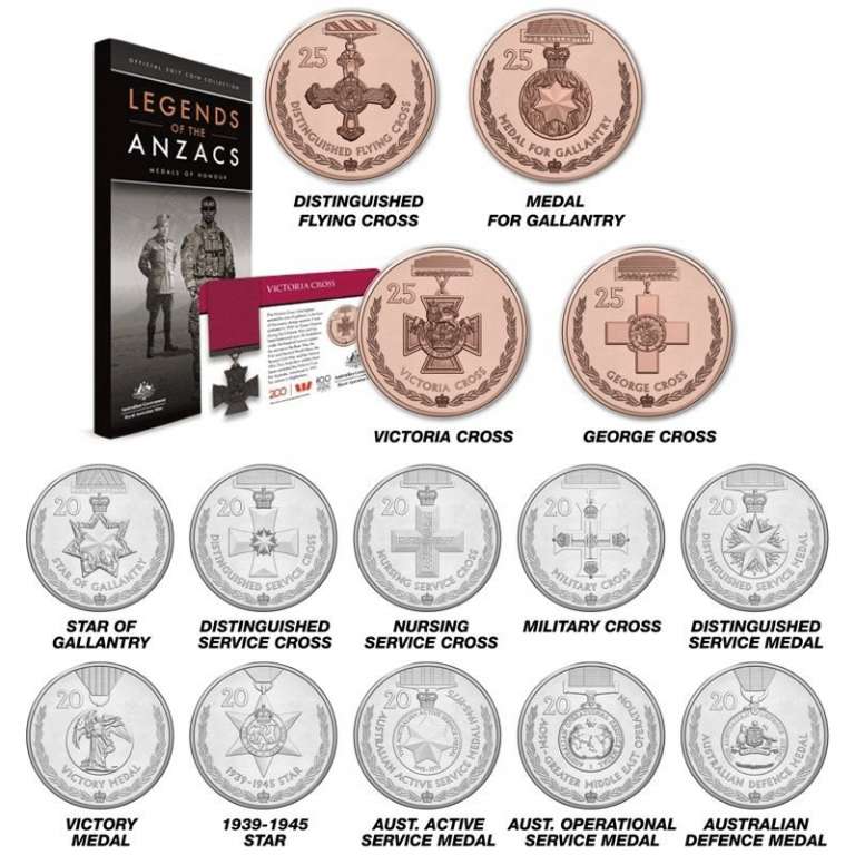 (2017, 14м) Набор монет Австралия 2017 год &quot;Легенды АНЗАК&quot;  UNC