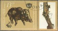 (1981-042) Марка с купоном Болгария "Кабан"   Международная охотничья выставка, Пловдив I Θ