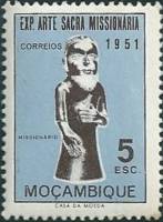 (№1953-416) Марка Мозамбик 1953 год "Скульпт из Missionar", Гашеная