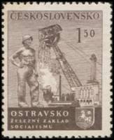 (1951-046) Марка Чехословакия "Шахтер (Фиолетово-коричневый)"    День шахтера I O