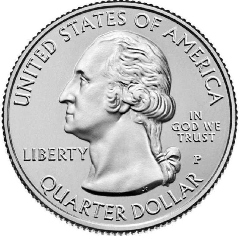 (044p) Монета США 2007 год 25 центов &quot;Вайоминг&quot;  Вариант №1 Медь-Никель  COLOR. Цветная
