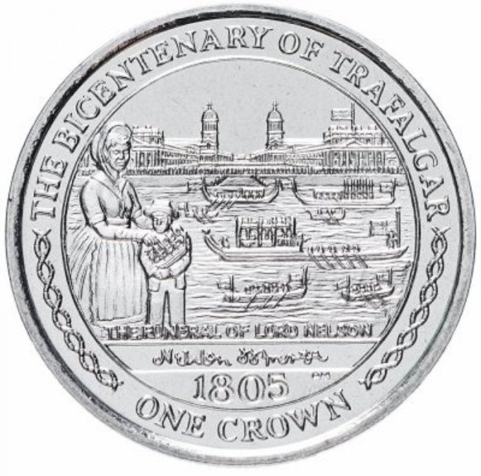 (2005) Монета Остров Мэн 2005 год 1 крона &quot;Нельсон. Похоронная процессия&quot;  Серебро Ag 925  PROOF