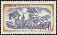 (1957-040) Марка Чехословакия "Горечавка жёлтая"    Национальный парк, Татра III Θ