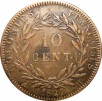(№1827km11.2) Монета Французские колонии 1827 год 10 Centimes (Ч)