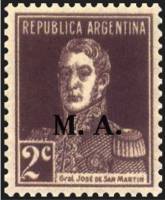 (№1925-286) Марка из набора Аргентина 1925 год "Joseacute Франциско ovpt де Martiacuten Сан 17781850