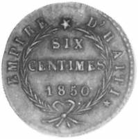 (№1850km37) Монета Гаити 1850 год 6 Centimes (Фостен Я)