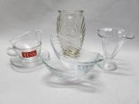 Набор Ваза Чайные пары Tess 2 шт Конфетницы 2 шт Креманка прозрачное стекло