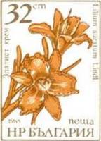 (1986-073) Марка Болгария "Лилия золотистая"   Садовые цветы III Θ