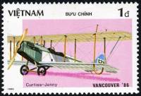 (1986-068) Марка Вьетнам "Кертисс JN-4 Дженни"    Всемирная выставка ЭКСПО'86, Ванкувер  III O