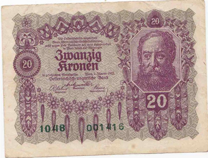 () Банкнота Австрия 1922 год   &quot;&quot;   VF