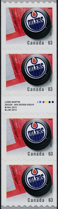 Лист марок Канада 2013 год &quot;Эдмонтон Ойлерз&quot;, Гашеный