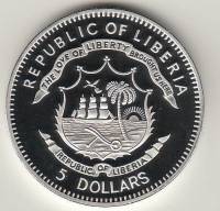(2009) Монета Либерия 2009 год 5 долларов   Медь-Никель  UNC