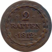 (№1806km11(aargau)) Монета Швейцария 1806 год 2 Rappen