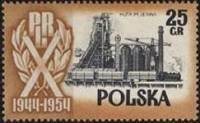 (1954-044) Марка Польша "Завод 'Ленин'"   10 лет Польской Народной Республике №1 II Θ