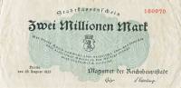 (№1923) Банкнота Германия 1923 год "2,000,000 Mark"
