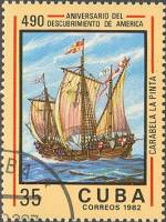 (1982-083) Марка Куба "Пинта"    490 лет открытия Америки Колумбом III Θ