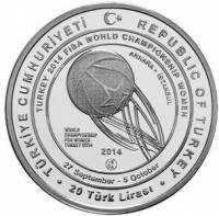 () Монета Турция 2014 год 20  ""   Биметалл (Серебро - Ниобиум)  UNC