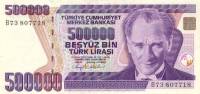 (,) Банкнота Турция 1993 год 500 000 лир "Мустафа Кемаль Ататюрк"   UNC