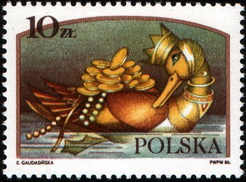 (1986-045) Марка Польша &quot;Золотая утка&quot;    Польские сказки III Θ