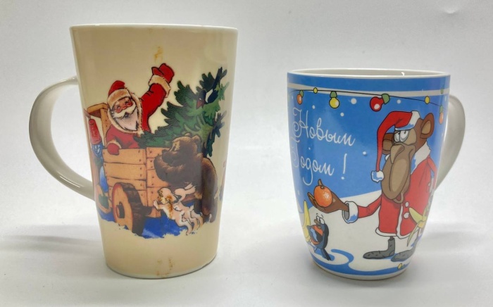 Кружки новогодние, коралл + хоумклуб