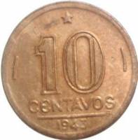 (№1942km555) Монета Бразилия 1942 год 10 Centavos (Жетулиу Варгас)