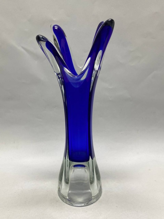 Ваза цветное стекло, гутная техника, СССР