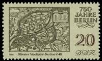 (1986-036) Марка Германия (ГДР) "Карта Берлина (1648)"    Берлин, 750 лет III O