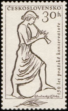 (1961-025) Марка Чехословакия &quot;Флейтист&quot; , III O