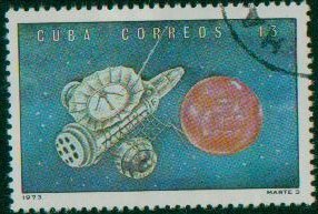 (1973-031) Марка Куба &quot;Марс-3&quot;    День космонавтики II Θ