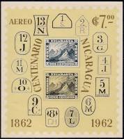 (№1962-58) Блок марок Никарагуа 1962 год "Никарагуа марки Ndeg1 и Ndeg2", Гашеный