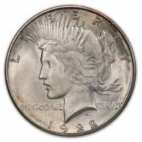 (1922s) Монета США 1922 год 1 доллар   Мирный доллар Серебро Ag 900  UNC