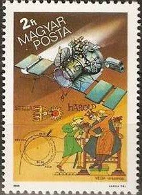 (1986-002) Марка Венгрия "СССР Спутник Вега"    Комета Галлея II &Theta;