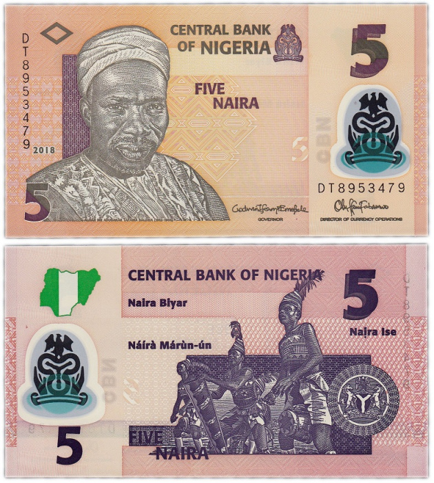 (2018) Банкнота Нигерия 2018 год 5 найра &quot;Абубакар Тафава Балева&quot; Бумага  UNC