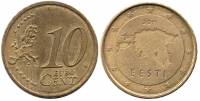 (2011) Монета Эстония 2011 год 10 евроцентов   Латунь  VF