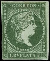 (№2) Марка Куба 1855 год "Королева Изабелла II", Гашеная