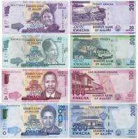20112-2016 4 штуки 20 50 100 200 квача Набор банкнот Малави Выдающиеся личности    UNC