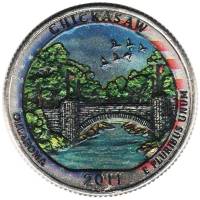 (010p) Монета США 2011 год 25 центов "Чикасо"  Вариант №2 Медь-Никель  COLOR. Цветная