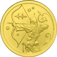 (032 спмд) Монета Россия 2005 год 25 рублей "Стрелец"  Золото Au 999  UNC