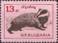 (1963-022) Марка Болгария "Барсук"   Дикие животные III O