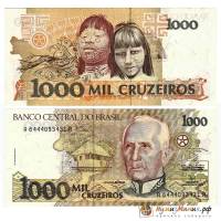 (1990-1991) Банкнота Бразилия 1990-1991 год 1 000 крузейро "Кандиду Рондон"   UNC