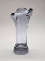 Ваза голубая цветное стекло гутная техника СССР