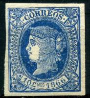 (№19) Марка Куба 1866 год "Королева Изабелла II", Гашеная