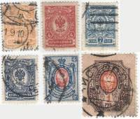 1908-094 097 099-101 108 Серия Набор марок 6 шт Россия Без ВЗ, Верт мел сетка  19 выпуск II Θ