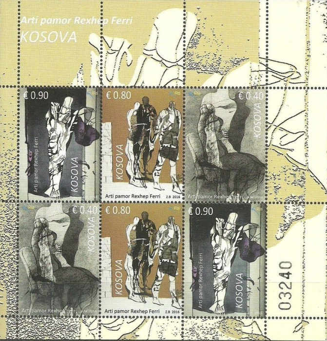(№2016-332) Лист марок Косово 2016 год &quot;Визуальные искусства на реджепа Фэрри&quot;, Гашеный