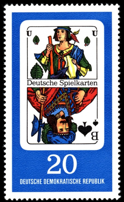 (1967-056) Марка Германия (ГДР) &quot;Валет пик&quot;    Игральные карты III O