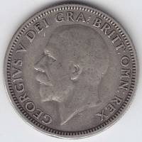(1929) Монета Великобритания 1929 год 1 шиллинг "Георг V"  Серебро Ag 500  VF