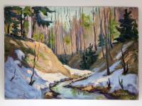 Картина Тулаев В. Н. 1981 г. Весна в лесу Пейзаж масло картон 35х25 см