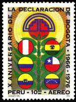(№1976-1024) Марка Перу 1976 год "Декларации Боготы", Гашеная